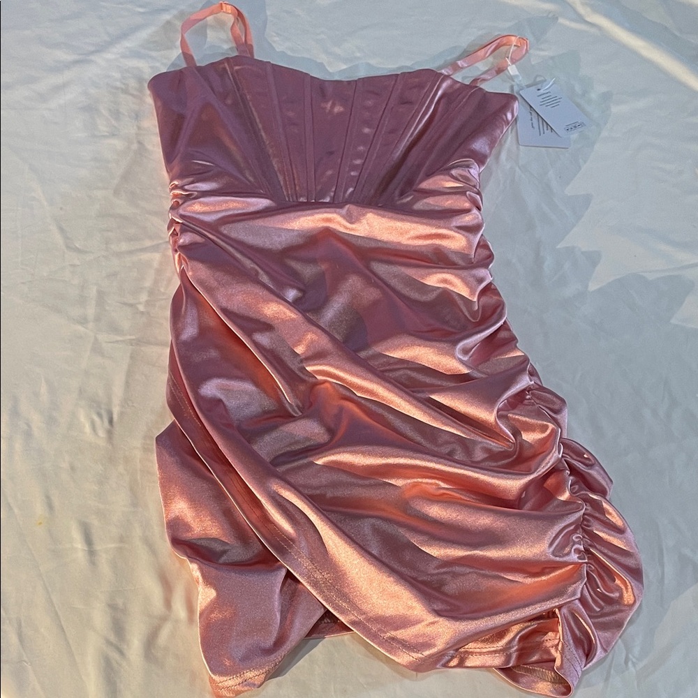 Glamorous Pink Ruched Mini Dress